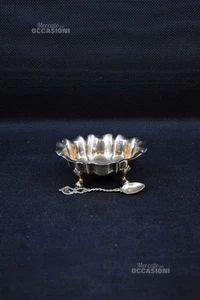 Silver Sugar Bowl 800 With Legs + Spoon 48.2 Grams - Picture 1 of 3