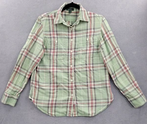 Ralph Lauren Shirt Men's M Green Plaid RL Untucked Classic Preppy Casual Hipster - Picture 1 of 21
