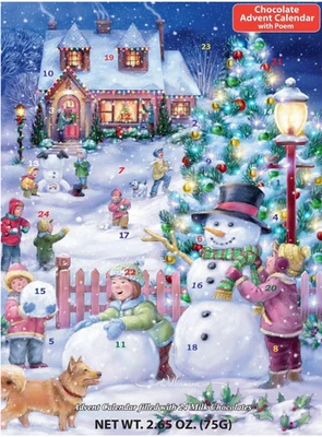 Calendario de Adviento Chocolate Celebración Muñeco de Nieve - Cuenta Regresiva para Navidad, 2.65 OZ Foto 1 de 4