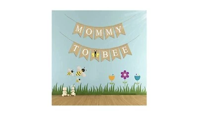 Lindo pancarta de baby shower “Mommy to Bee” Foto 1 de 4