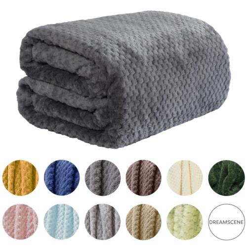 Dreamscene Luxury Popcorn Waffle Blanket Large Warm Fleece Throw Over Bed Travel