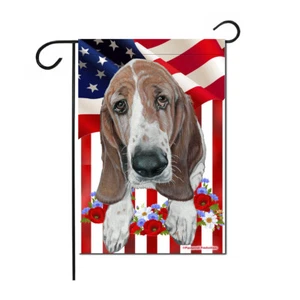 Basset Hound Patriotic Garden Flag Double Sided 12" x 18" - Picture 1 of 1