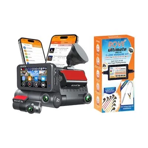 ROVE R3 Touch Screen 3 Channel Dash Cam and ROVE R3 Ultimate Hard Wire Kit Bu... - Picture 1 of 9