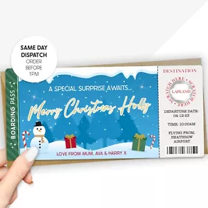 Personalised Christmas Boarding Pass Scratch Card | Surprise Holiday Gift Reveal - Picture 1 of 6