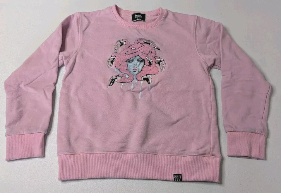 Denimicity Sweatshirt Girls 12/13 Pink Graphic Medusa Long Sleeve - Image 1 of 4