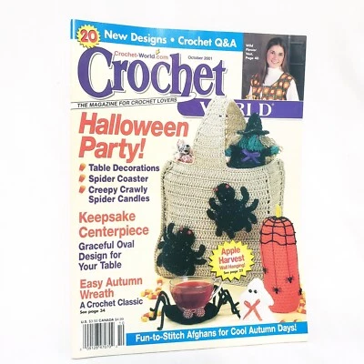 Crochet World Magazine October 2001 Halloween Spider Coaster Centerpiece Candles - Image 1 of 4