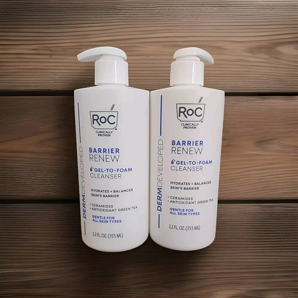 *2 PACK* Limpiador Facial Gel a Espuma RoC BARRIER RENOVAR Hidrata/Equilibra 12oz ea Foto 1 de 1