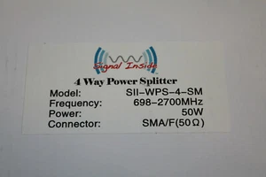 Signal Inside 4 Way Power Splitter SII-WPS-4-SM 698-2700MHZ 50W SMA/F - Picture 1 of 2