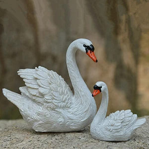 un par de modelos cisne simulación resina cisne blanco decoración jardín unos 6-10cm - Imagen 1 de 3