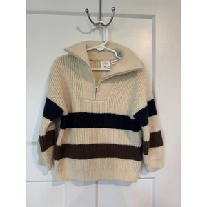 Zara Striped Knit Pullover Sweater Half Zip Mock Neck Toddler Size 2-3 - Picture 1 of 4