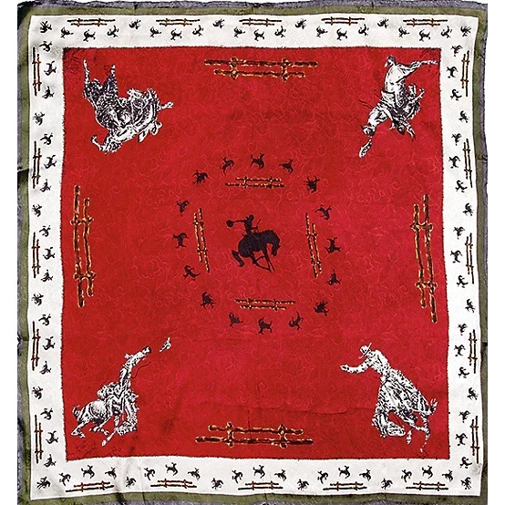 Bufanda de seda borgoña con estampado de cerca de caballo vaquero trapo salvaje Wyoming Traders - 34,5" Foto 1 de 1