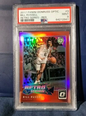 Psa 9 Bill Russell Panini Optic Retro Parallel Refractor #/99 pop 3 Celtics #6 - Image 1 of 4