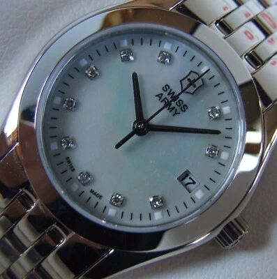 SWISS ARMY~NIB Polished ALLIANCE~Pink/Green MOP 10 DIAMONDS~4 That SPECIAL LADY - Image 1 of 4