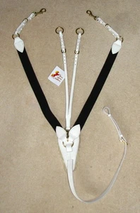 FSS Leather Elastic V CHECK 3 POINT Soft Sheepskin POSH Breastplate WHITE CREAM - Picture 1 of 6