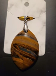 ~  Beautiful Tiger Eye Pendant Healing Stone Wicca Pagan 2" - Picture 1 of 1