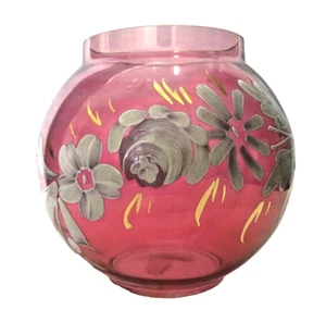 Vtg. Rainbow Glass Co. Hand Painted Rose Bowl Vase Iridescent Red - Picture 1 of 6