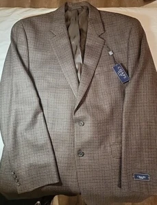 Chaps Herren 44 L Sport Mantel 100% Lammwolle Blazer Sport Jacke Knopf Hahnentritt - Bild 1 von 4