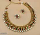 Indian Bollywood Gold Plated Stone Choker Necklace Bridal Pearl Jewelry Set
