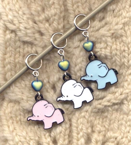 Petite Pachaderms knitting stitch markers Set of 3 /SM44 - Picture 1 of 1