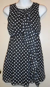 Pinky Girls Sleeveless Blouson Polka Dot Chiffon Dress Black & White Ten (10) - Picture 1 of 1