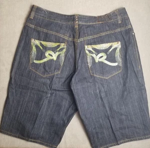 Vtg Y2K Rocawear Shorts Baggy Denim Embroidered Jean Hip Hop Jorts Sz 42 (40) - Picture 1 of 12
