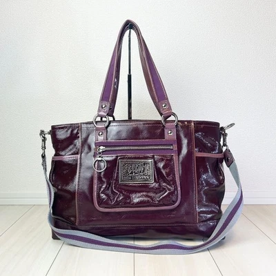 Bolso de Mano Coach Poppy de Colección 2 Vías 14376 Cuero Púrpura Bolso Bandolera Foto 1 de 4