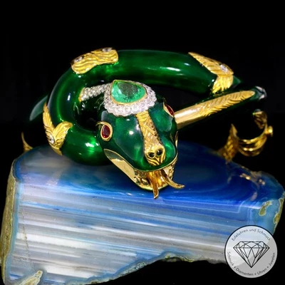 Wert 58.000 Brillant Rubin Smaragd Schlangen Armreif 750 / 18 Kt Gold 17 cm xxyy - Bild 1 von 4