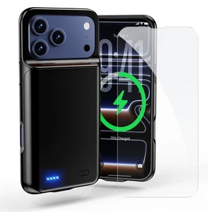 7000mAh Battery Case cover w/ Tempered Glass for iPhone 17 Pro (6.3 inch) - Picture 1 of 7
