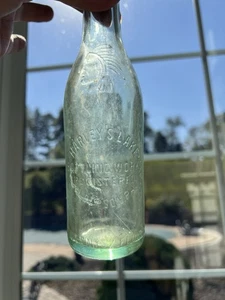 ANTIGUA BOTELLA CABEZA INDIA HARVEY’S LAKE BOTTLING WORKS ALDERSON, PA EN RELIEVE - Imagen 1 de 10