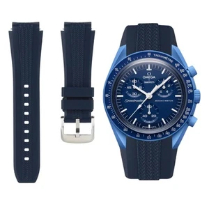 Weave Curved End Rubber Watch Straps for Omega x Swatch MoonSwatch - Curve No... - Bild 1 von 9
