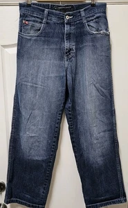 Jeans Southpole uomo 34 blu 100% cotone denim invecchiato gamba larga rilassato Y2K  - Foto 1 di 16