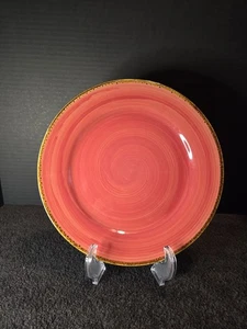 Plato de cena Sedona rojo amapola remolino bordes marrón tostado por THOMSON POTTERY - Imagen 1 de 10