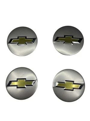 JUEGO 4 TAPAS CENTRALES RUEDA CHEVY 58MM PLATA | CAMARO COBALT CRUZE VOLT Foto 1 de 4