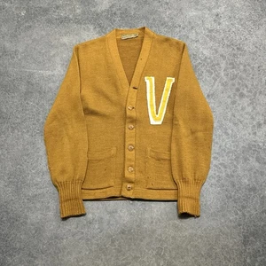 Vintage 40s 50s Varsity Letterman Sweater Cardigan V Size 34 XS - Picture 1 of 5
