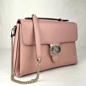 Gucci GG Entrelazado Borsa Dólar Becerro Rosa Cuero Bolso de Hombro Cartera Nuevo - Imagen 1 de 14