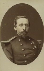 France Reims Army Soldier Portrait Medal Old CDV Photo Borderia 1890 - Foto 1 di 3