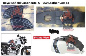 Black "Leather Tank Bag & tank Pad Diamond White Fit For Royal Enfield GT 650" - Imagen 1 de 11