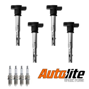4 Ignition Coil & 4 Autolite Ni-Co Spark Plug for 06-13 Audi A3 A3 Quattro 2.0L - Picture 1 of 12
