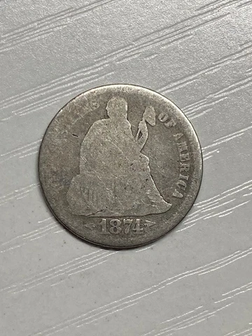 1874 w/arrows Seated Dime 10c, Better Date, 99 Cent shipping Cover