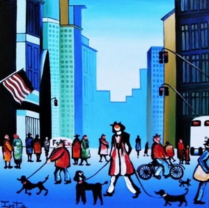 NEW-YORK MORNING PALETTE KNIFE TEXTURE OIL PAINTING ART BY IVETA - Picture 1 of 9