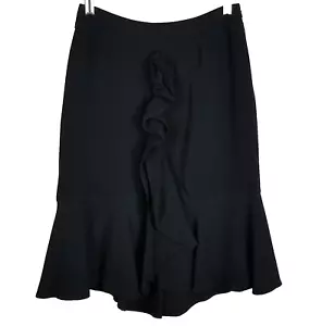 Falda Etcetera hasta la rodilla con volantes capas asimétrica negra dobladillo talla 0 - Imagen 1 de 5