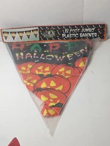 Vintage 12' Jumbo Kunststoff Halloween Banner Dekor - Neu im Karton - Bild 1 von 4