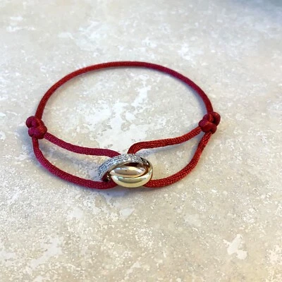 Burgundy string Goodluck everyday bracelet 3color trinity no coloration W stone  - Imagem 1 de 4
