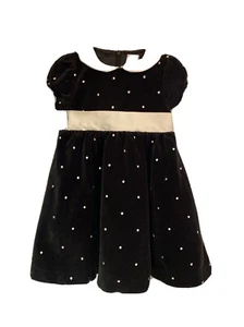 NWOT Gymboree Black Velvet Polka Dot Dress Toddler Baby 18-24 Holiday Christmas - Bild 1 von 9
