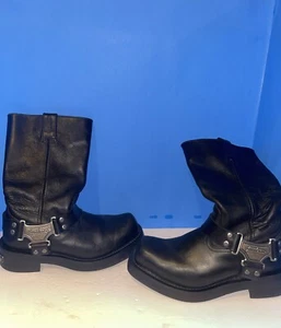 HARLEY DAVIDSON MEGA HARNESS BLACK LEATHER MOTORCYCLE BOOTS MEN'S 7 1/2 Usa - Picture 1 of 8