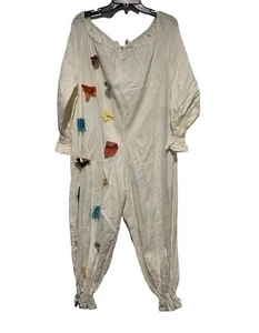 Vintage 60er Fallschirm Overall Psychedelic Hippie Knöpfe Einteiler Strampler Clown - Bild 1 von 8