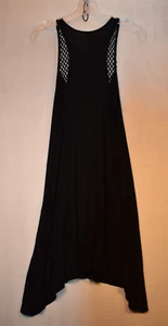 Lily Bleu Beach Coverup Dress Large Black Mesh Panel Sharkbite Hem Racerback Top - Picture 1 of 9