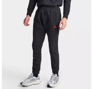 MEN'S ADIDAS ORIGINALS TREFOIL ESSENTIALS SWEATPANTS BLACK SIZE LARGE BRAND NEW - Picture 1 of 4