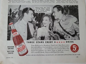 1941 Pepsi Cola Sodaflasche Richard Arlen Eva Gabor Nils Asther ad - Bild 1 von 1