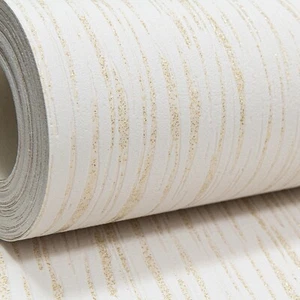 Embossed Plain Light Cream Gold Glitter Blown Vinyl Textured Thick Wallpaper - Picture 1 of 6